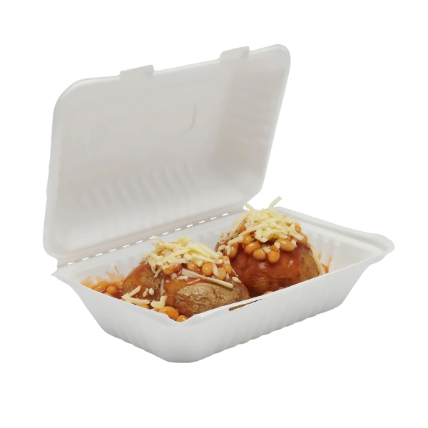 9 x 6" Bagasse Takeaway Lunch Box – Compostable