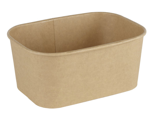 “1000ml rectangular kraft poke bowl for large poke bowls, salads, and noodles. Disposable, eco-friendly, and durable.”