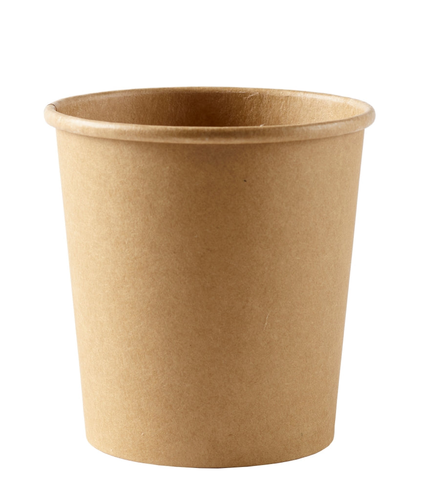 Brown paper cup on a white background