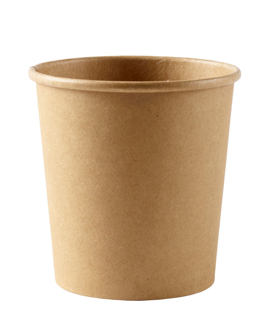 Brown paper cup on a white background