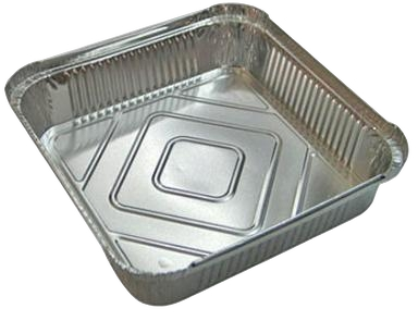 Aluminum foil pan on a white background