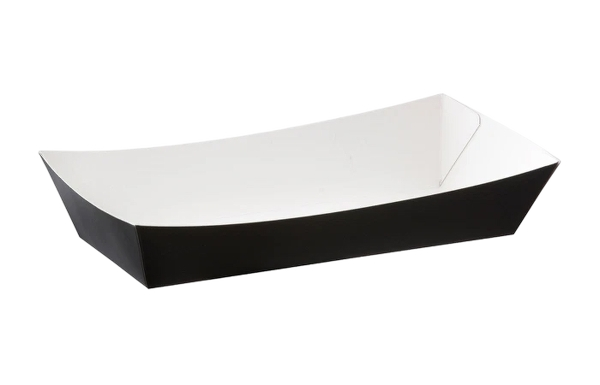 Black card meal tray for serving hot meals, burgers, sides and street food