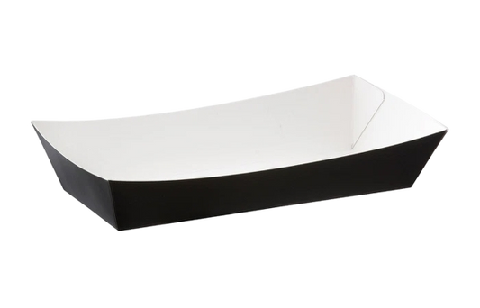 Black card meal tray for serving hot meals, burgers, sides and street food