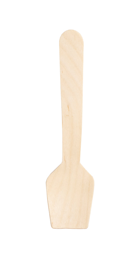 “Wooden ice cream spoon used with ice cream dessert, eco-friendly alternative to plastic cutlery”