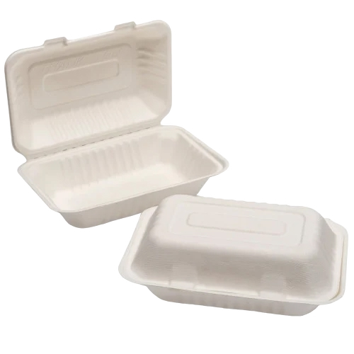 9 x 6" Bagasse Takeaway Lunch Box – Compostable